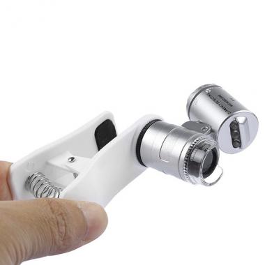 Микроскоп Kromatech 60x мини, с креплением для смартфона, подсветкой (2 LED) и ультрафиолетом (9882)